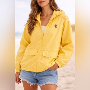 Tommy Hilfiger Yellow Hooded Rain Jacket | Lightweight Windbreaker | Size M